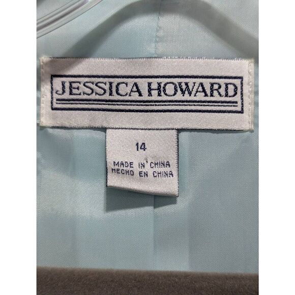 Jessica Howard Women's Brown & Aqua Linen Blend Maxi Dress & Blazer 2PC Set Size - Picture 3 of 7